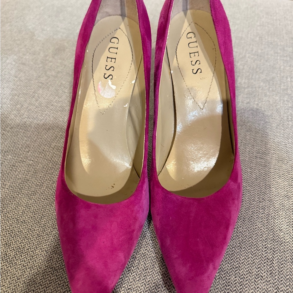 Guess Fuchsia Suede Heels